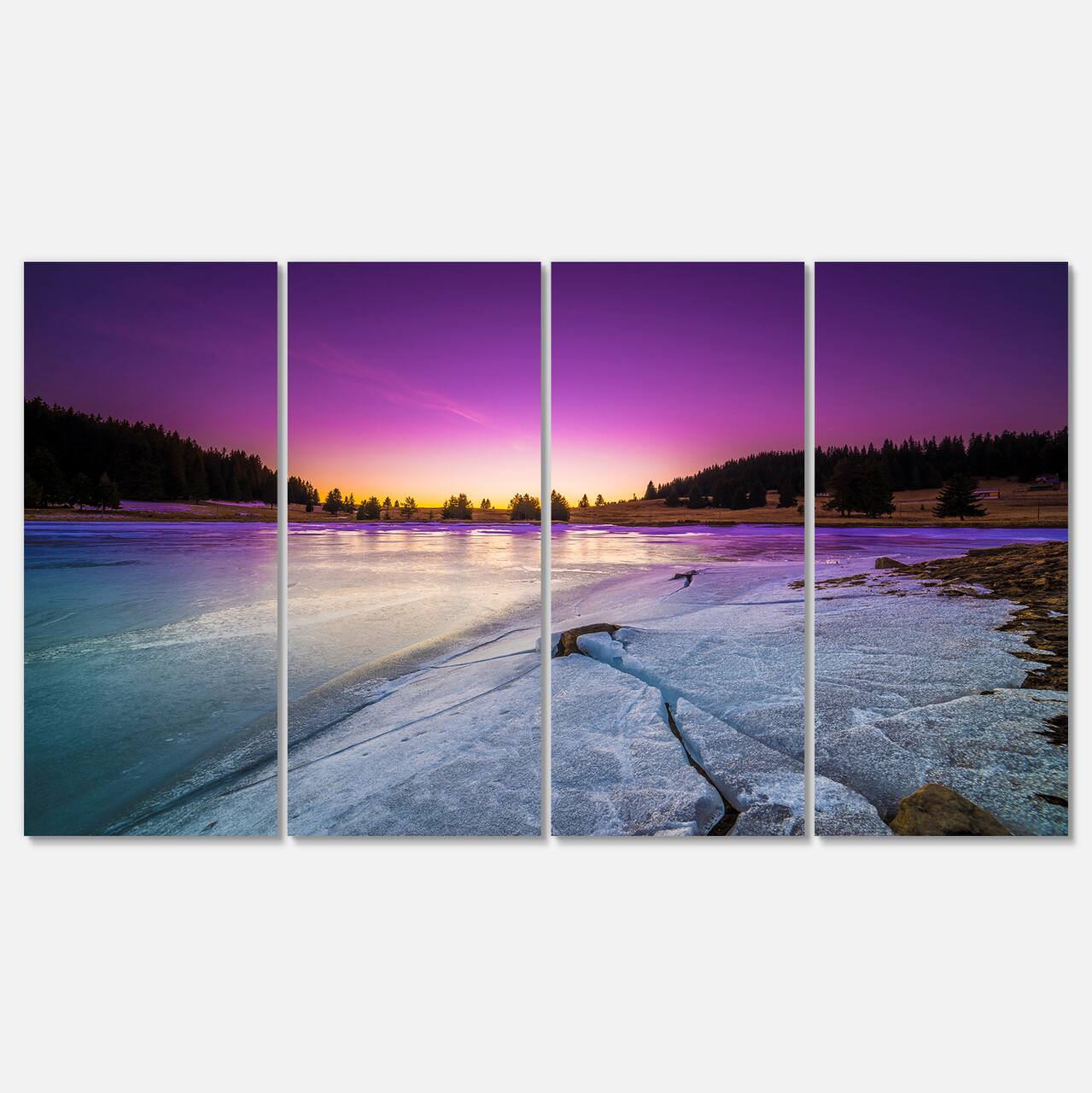 Designart - Sunrise over Frozen Lake - Landscape Canvas Art Print
